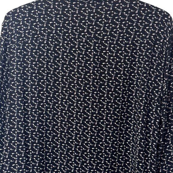 All Saints black/white music notes pattern button down long sleeve top size S - Picture 4 of 5